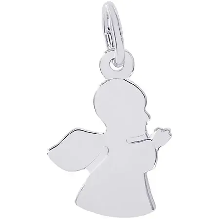 Silver Flat Polished Angel Charm