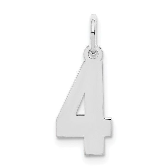 Silver Flat Polished "4" Charm`