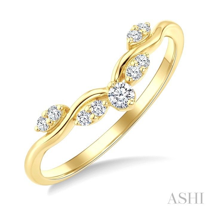 14KT Yellow Diamond Accent Chevron Leaf Motif Band 14KT Yellow Diamond Accent Chevron Leaf Motif Band