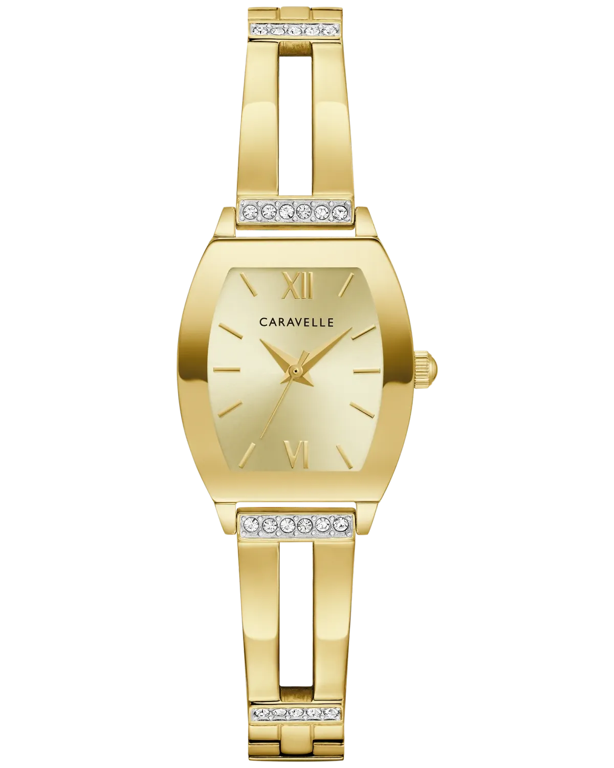 Caravelle Gold Tone Champagne Dial Stretch Band Watch Caravelle Gold Tone Champagne Dial Stretch Band Watch