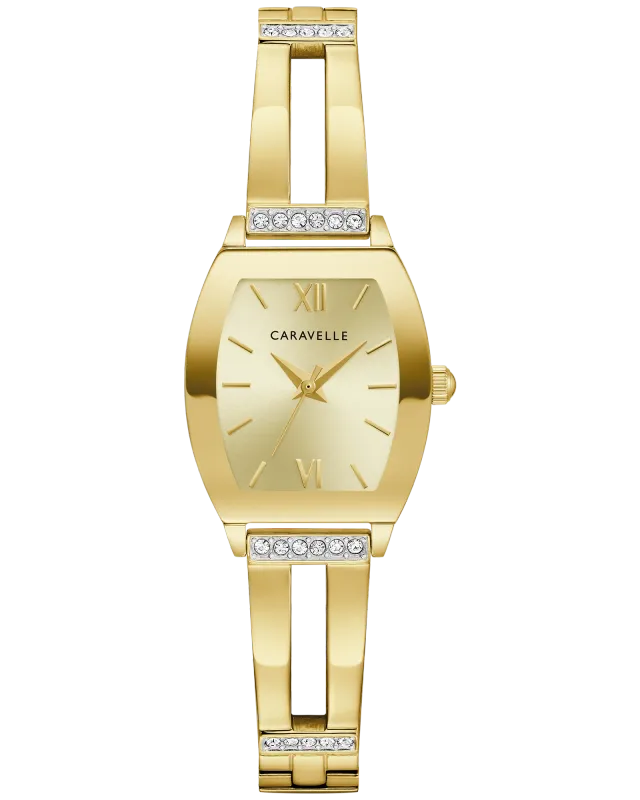 Caravelle Gold Tone Champagne Dial Stretch Band Watch