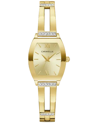Caravelle Gold Tone Champagne Dial Stretch Band Watch Caravelle Gold Tone Champagne Dial Stretch Band Watch