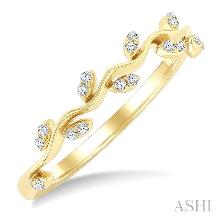 10KT Yellow Gold Diamond Accented Leaf Design Band