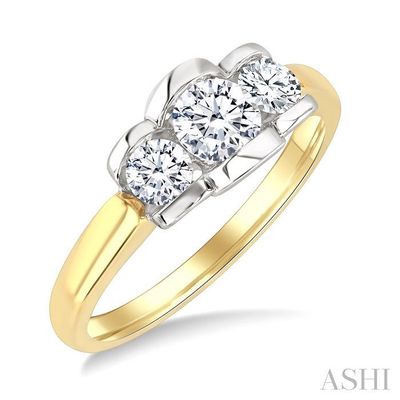 14KT Yellow Gold 0.75CTW Triple Round Diamond Ring 14KT Yellow Gold 0.75CTW Triple Round Diamond Ring