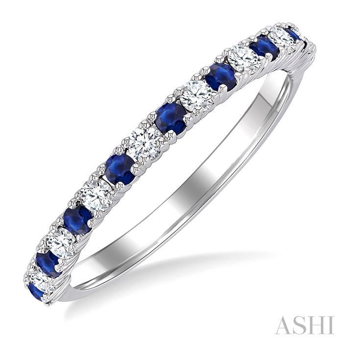 10KT White Gold Alternating Round Sapphire and Diamond Band 10KT White Gold Alternating Round Sapphire and Diamond Band