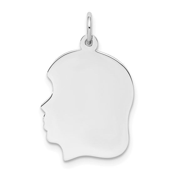 Silver High Polished Engravable Girl Head Charm