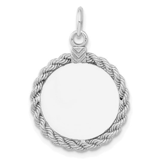 Silver Polished Disc with Rope Border Engravable Charm