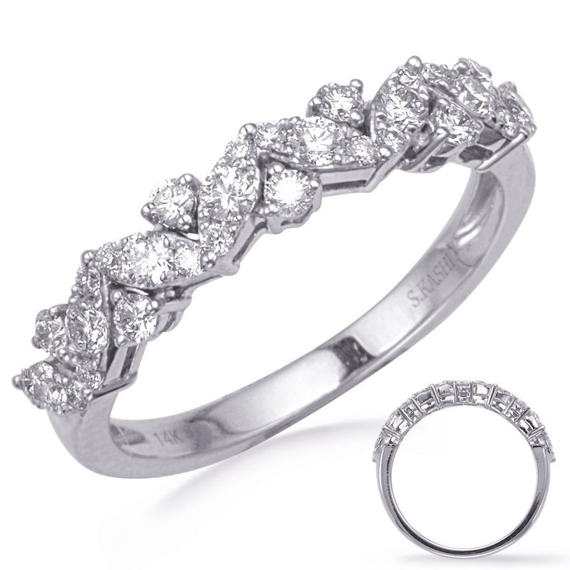 14KT White Gold Thirty-One Round Diamond Marquis-Shape Setting Band