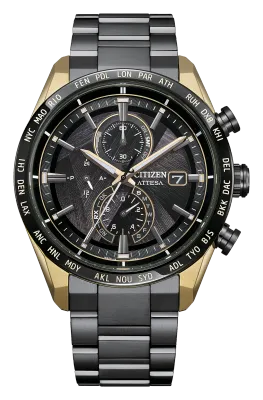 Citizen ATTESA Black Dial Black and Gold Tone Super Titanium Watch Citizen ATTESA Black Dial Black and Gold Tone Super Titanium Watch