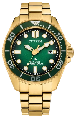 Citizen Promaster Green Dial Gold Tone Stainless Steel Watch Citizen Promaster Green Dial Gold Tone Stainless Steel Watch