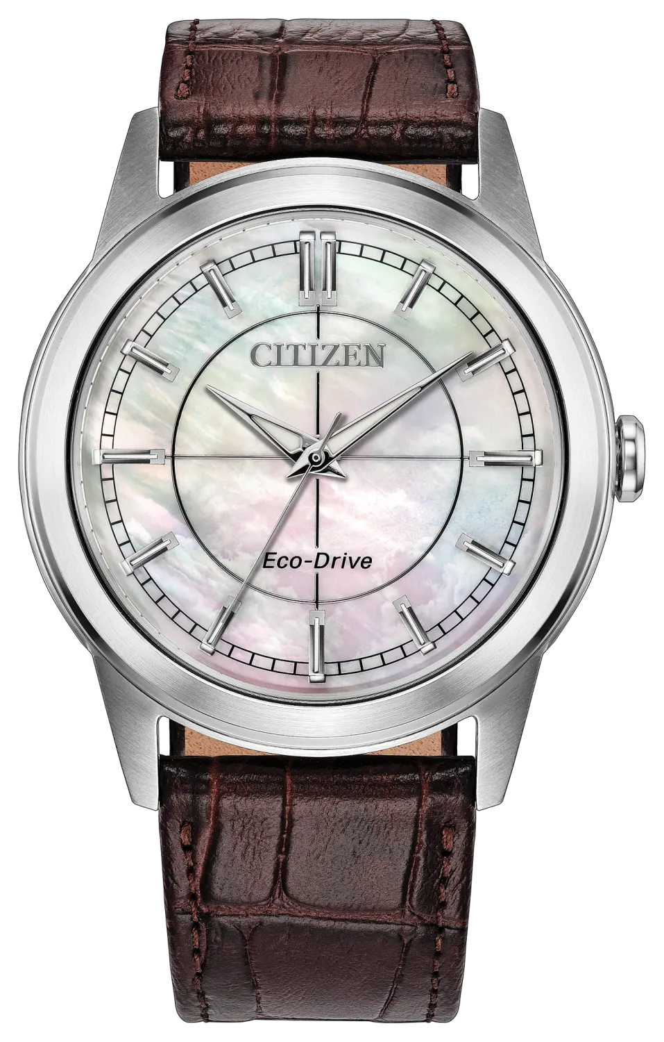 Citizen Rolan Round Mother-of-Pearl Dial Brown Leather Band Watch Citizen Rolan Round Mother-of-Pearl Dial Brown Leather Band Watch