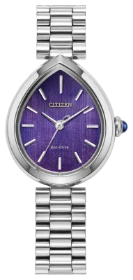 Citizen L Rainell Purple Droplet Dial Stainless Steel Watch