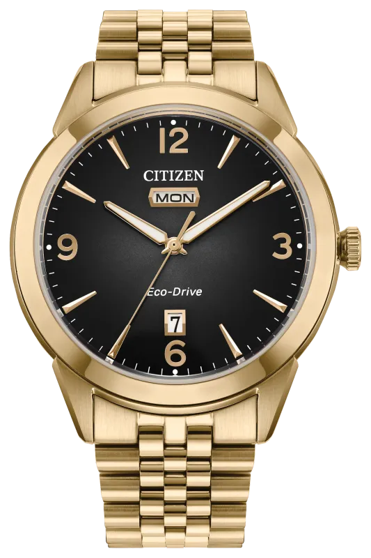 Citizen Rolan Round Black Dial Gold-Tone Stainless Steel Watch