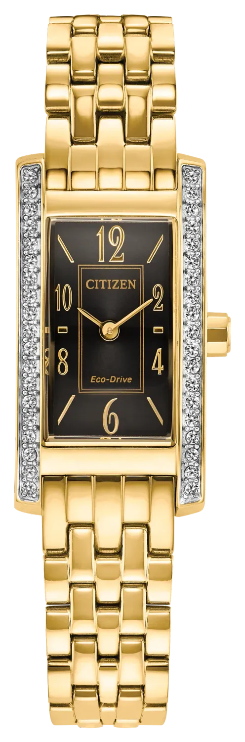 Citizen Petite Palidoro Black Rectangle Dial Gold-Tone Watch Citizen Petite Palidoro Black Rectangle Dial Gold-Tone Watch