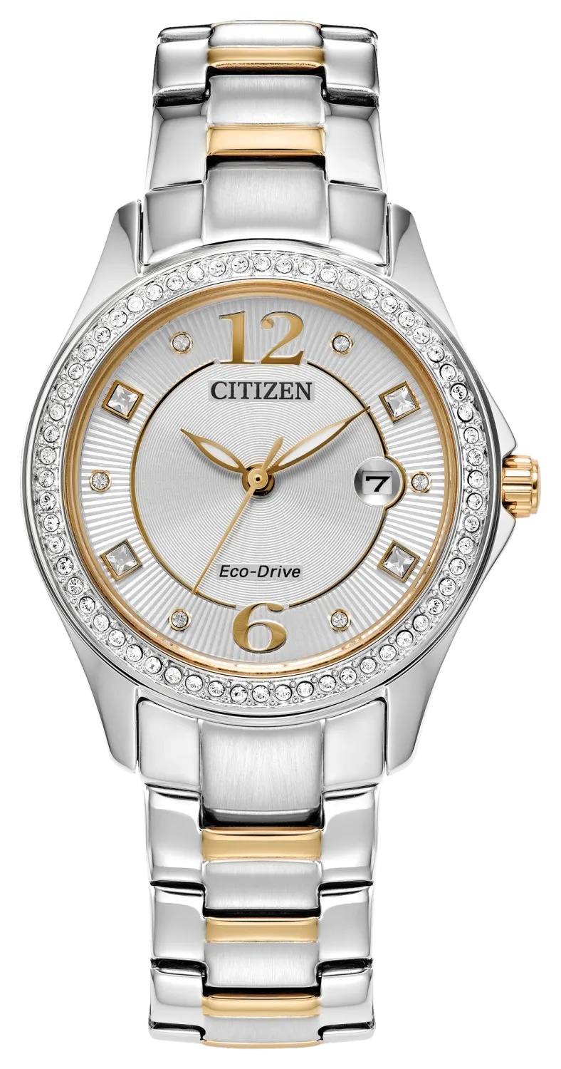 Citizen Crystal White Round Dial Two-Tone Watch Citizen Crystal White Round Dial Two-Tone Watch