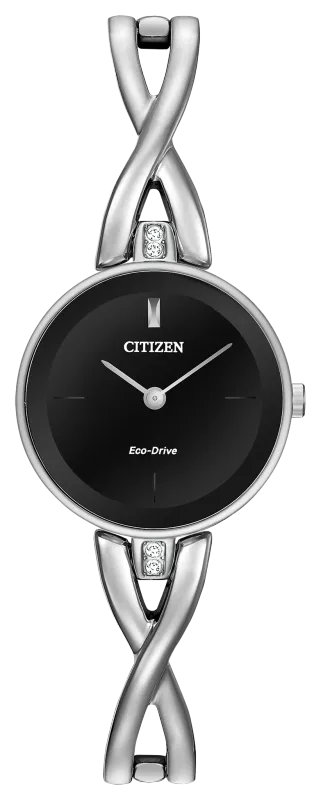 Citizen L Axiom Round Black Dial Stainless Steel Watch