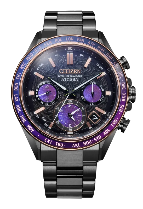 Citizen ATTESA Purple Dial Black Super Titanium Watch