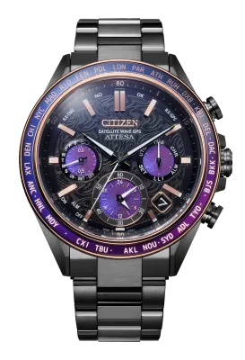Citizen ATTESA Purple Dial Black Super Titanium Watch