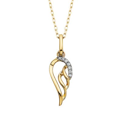 10KT Yellow Gold Diamond Accented Angel Wing Necklace 10KT Yellow Gold Diamond Accented Angel Wing Necklace