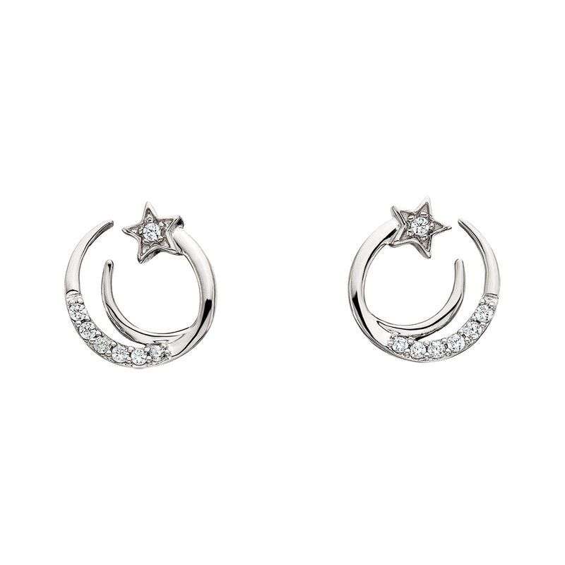 Silver Diamond Accented Comet Earrings