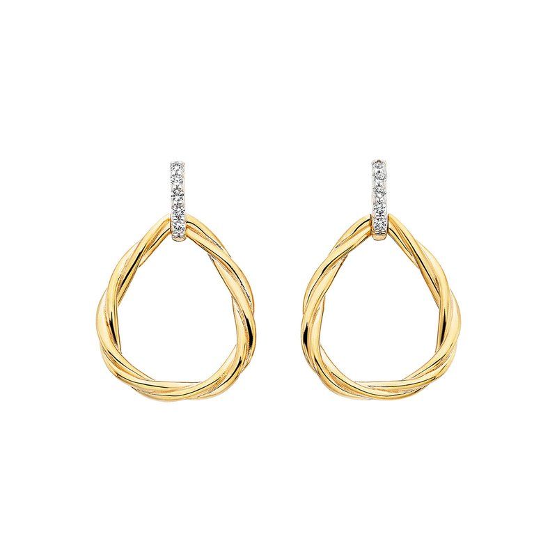 Yellow Gold-Plated White Sapphire Accents Teardrop Earrings Yellow Gold-Plated White Sapphire Accents Teardrop Earrings