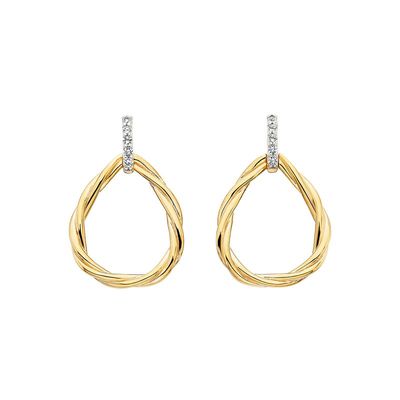 Yellow Gold-Plated White Sapphire Accents Teardrop Earrings Yellow Gold-Plated White Sapphire Accents Teardrop Earrings