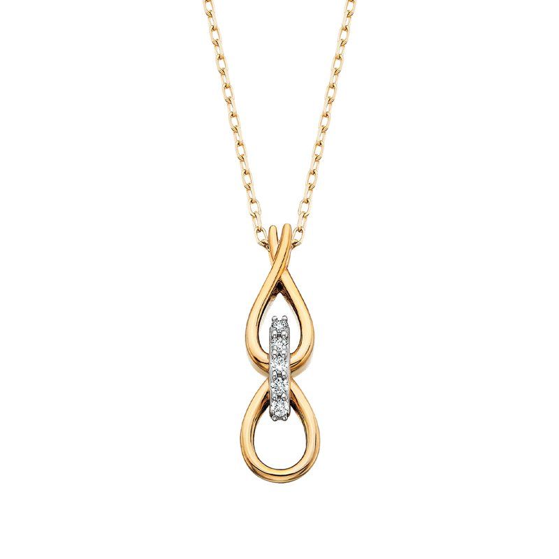 14KT Yellow Gold Five Diamond Accent Dual Teardrop Pendant Necklace 14KT Yellow Gold Five Diamond Accent Dual Teardrop Pendant Necklace