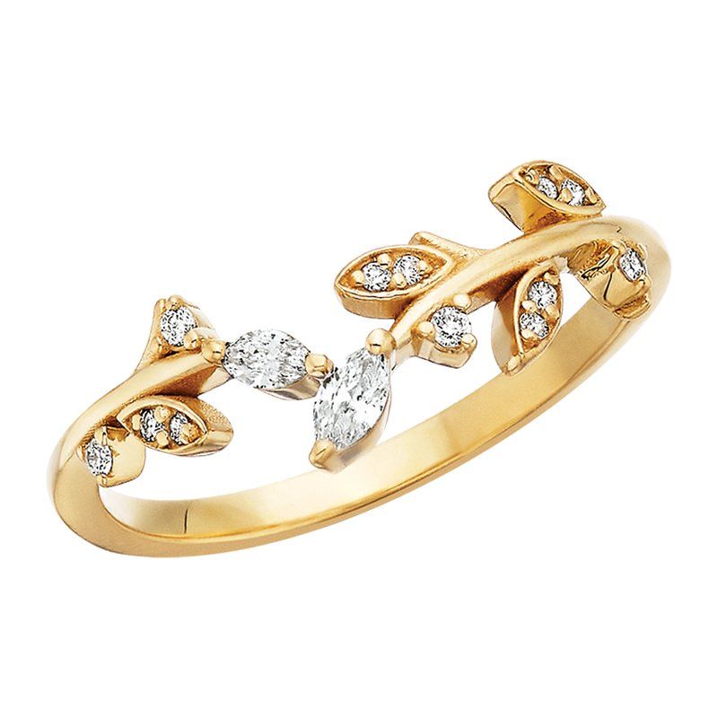 14KT Yellow Gold Marquis and Round Diamond Vine Band 14KT Yellow Gold Marquis and Round Diamond Vine Band