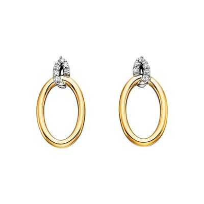 10KT TwoTone Diamond Accented Oval Earrings 10KT TwoTone Diamond Accented Oval Earrings