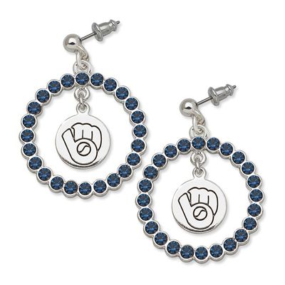 Silver-Tone Milwaukee Brewers Blue Crystal Wreath Earrings Silver-Tone Milwaukee Brewers Blue Crystal Wreath Earrings