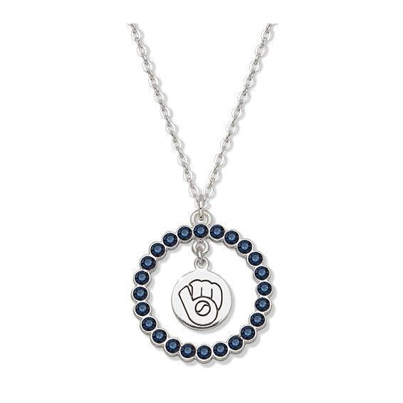 Silver-Tone Milwaukee Brewers Blue Crystal Wreath Necklace Silver-Tone Milwaukee Brewers Blue Crystal Wreath Necklace