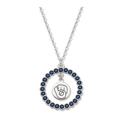 Silver-Tone Milwaukee Brewers Blue Crystal Wreath Necklace Silver-Tone Milwaukee Brewers Blue Crystal Wreath Necklace