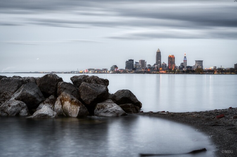 Cleveland City Skyline at Twilight Beautiful Photography Print