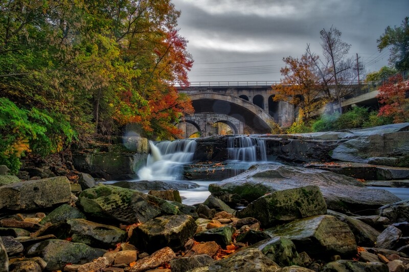 Iconic Berea Falls during late October Leaves turning
