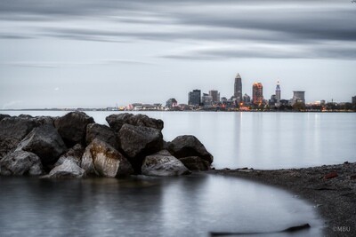 Cleveland City Skyline at Twilight Beautiful Photography Print