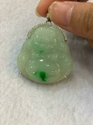 Type A Burmese Vibrant Green Jade Laughing Buddha