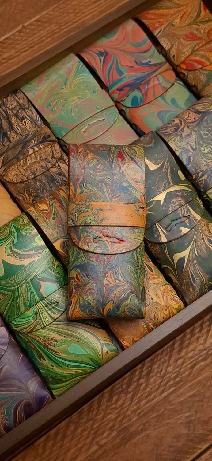 Marbled Eleanor Stitchless Fountain Pen Leather Case