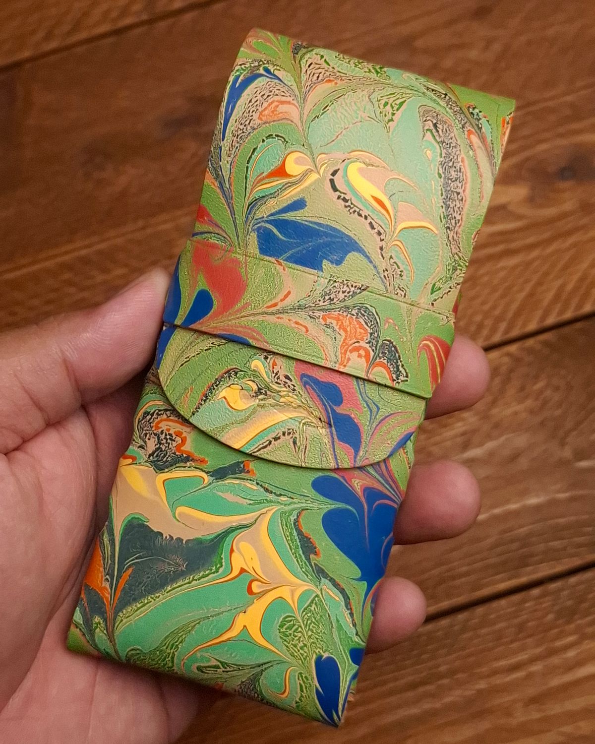 Marbled Eleanor Stitchless Fountain Pen Leather Case