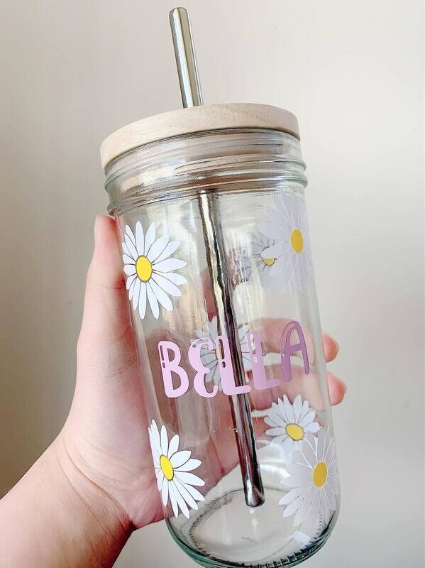 Personalised Glass with Metal Straw