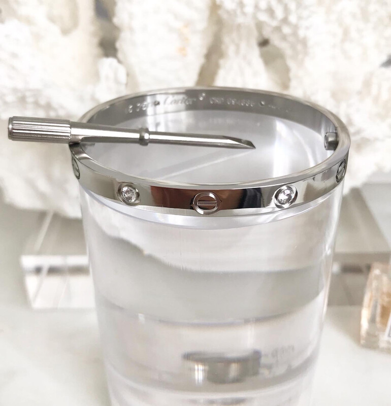 Top QUALITY Titanium Silver Love Bangles with Stones 16mm (Small)