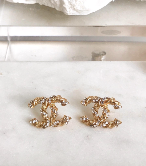 Gold Plated Wire Look with Zirconia Stud Earrings 1.5x2cm