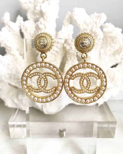 Round Classic Vintage Pearl Drop Earrings 3.2x3.2x5.5cm