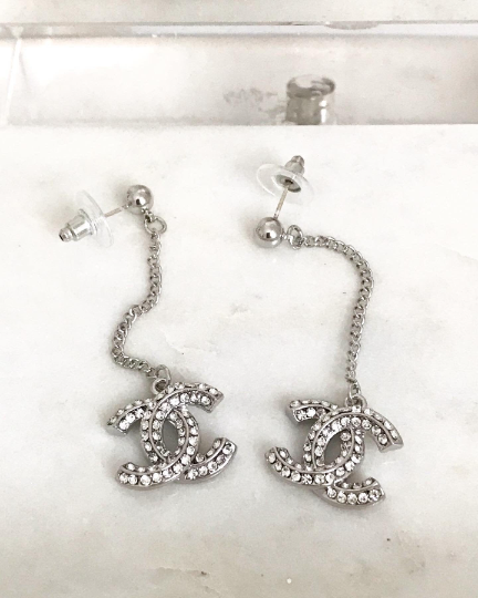 18CT Gold or White Gold Sterling Silver Classic Zirconia Dangle Drop Earrings 1.4x1.8x6.5cm