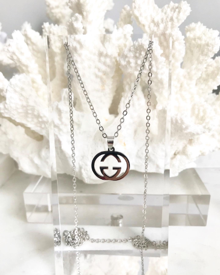 High Quality Stainless Steel G Interlock Silver Necklace