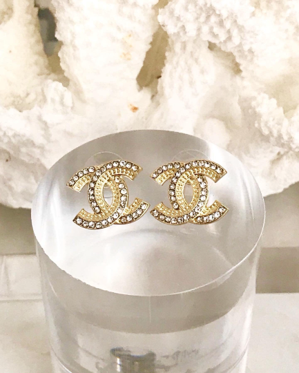 18CT Gold 925 Sterling Classic Earrings with Zircons 1.6x2cm