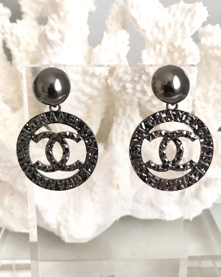 Ruthenium Classic Hoop Dangle Earrings 2.8x2.8x4.5cm