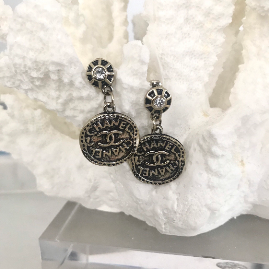 Aged Gold Tone Vintage Style Drop Earrings 1.7x1.8x3.2cm