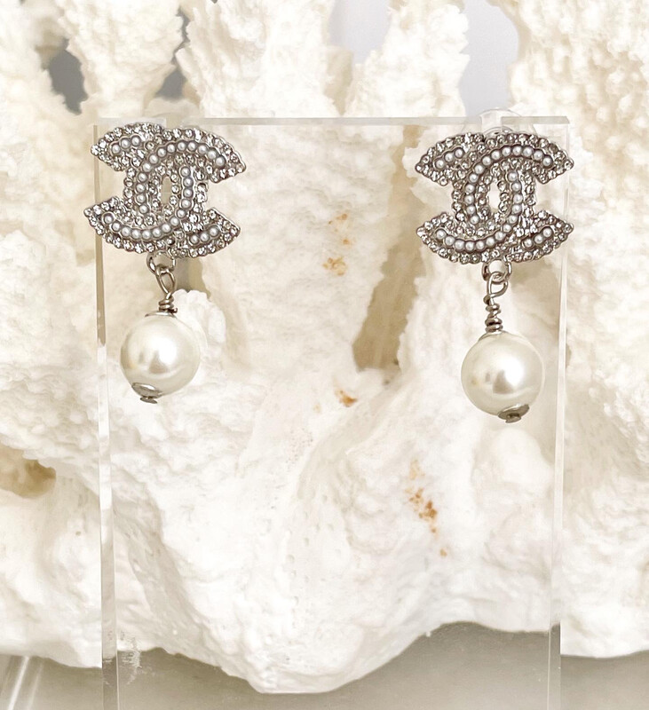 Classic Silver Plated Zircons &amp; Pearl Drop Earrings