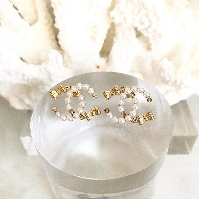 18CT Gold 925 Sterling Silver Classic Zirconia &amp; Pearls Stud Earrings 1.5x2cm