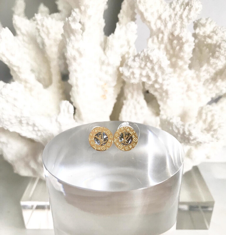 Gold Plated Stainless Steel Mini Crystal Stud Earrings 1x1cm
